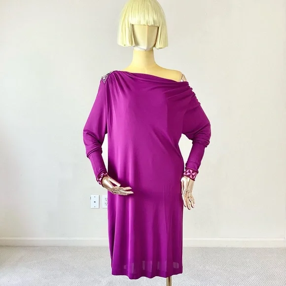open lace back dress 1960s Purple Print Pucci Silk Jersey Dress w Crystal Belt – Shrimpton  Couture